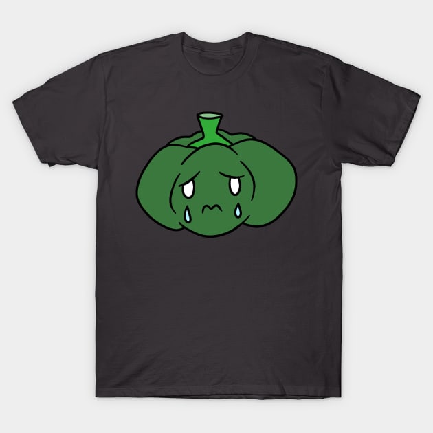 Sad Crying Green Bell Pepper T-Shirt by saradaboru